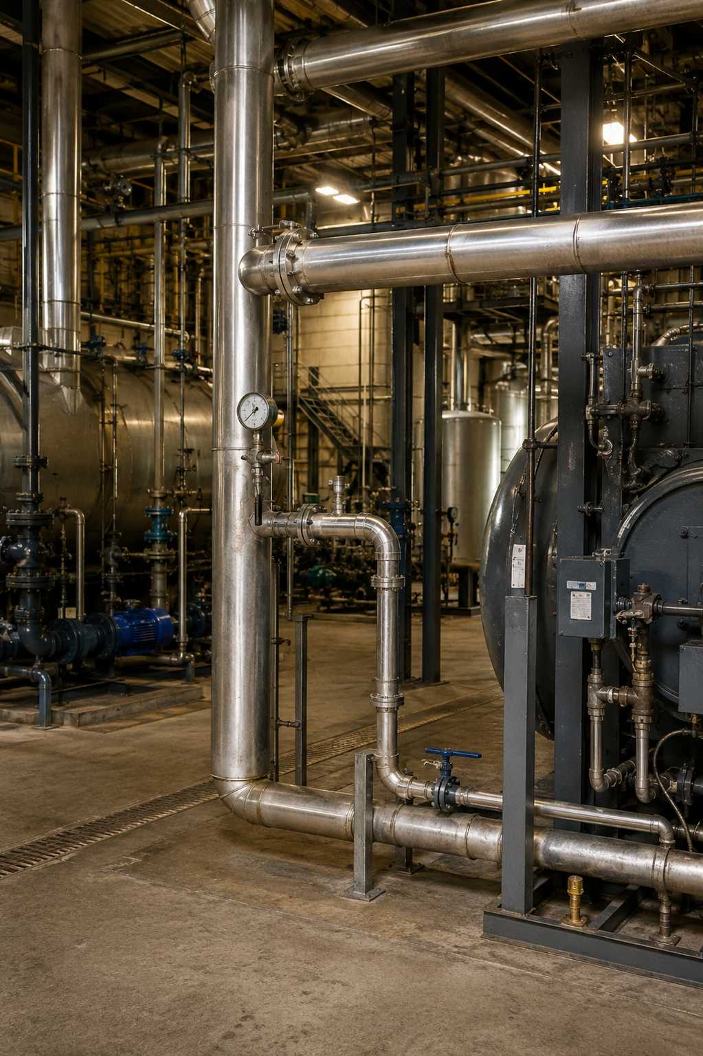 Image needed: Blowdown heat exchanger preheating boiler make-up water